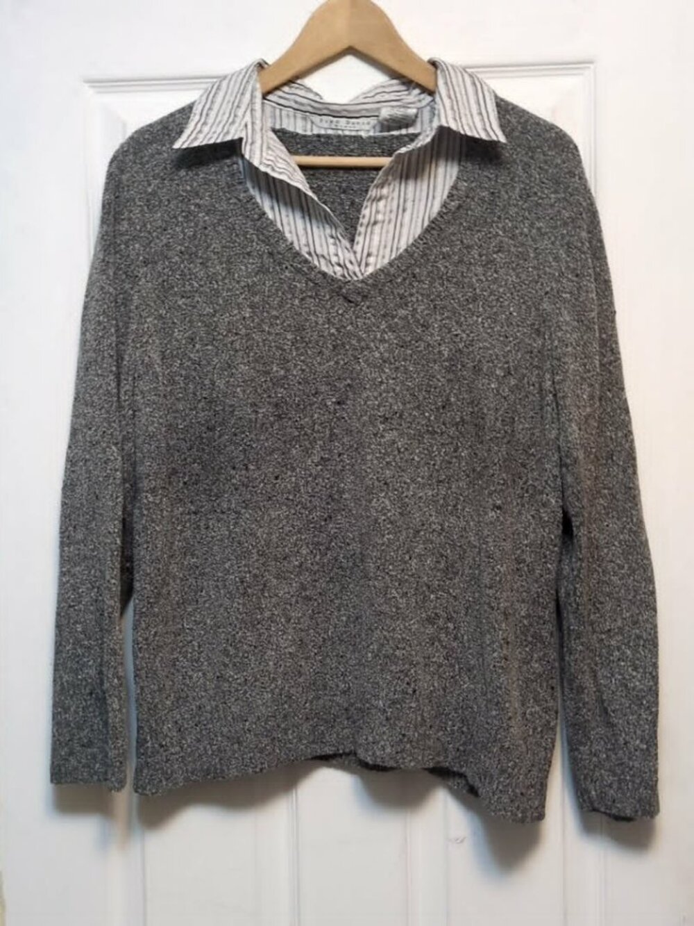 Fred David Woman Layered Sweater Sz 1X Marbled Gray Light Academia Home Office
